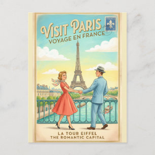 Retro Vintage Parijs Eiffeltoren Frankrijk Ansicht Briefkaart
