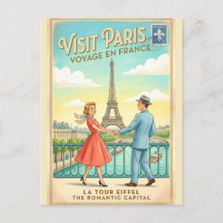 Retro Vintage Parijs Eiffeltoren Frankrijk Ansicht Briefkaart