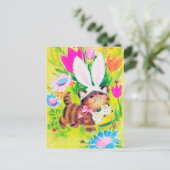 Retro vintage Pasen kat Vakantie ansichtkaart Feestdagenkaart (Staand voorkant)