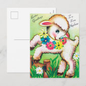 Retro vintage Pasen neef lam postkaart Feestdagenkaart (Voorkant / Achterkant)