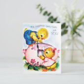 Retro vintage Pasen vakantie ansichtkaart Feestdagenkaart (Staand voorkant)