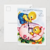 Retro vintage Pasen vakantie ansichtkaart Feestdagenkaart (Voorkant / Achterkant)