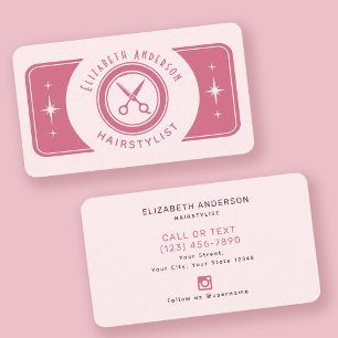 Retro Vintage Pastel Roze Kapsalon Visitekaartje