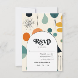 Retro Vintage Patroon en Typografie Trouwen RSVP Kaartje