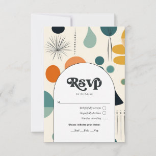 Retro Vintage Patroon en Typografie Trouwen RSVP Kaartje