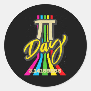 Retro Vintage Pi-dag 3.14 Grappige wiskunde geek w Ronde Sticker