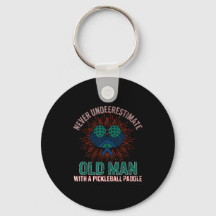 Retro vintage pickleball pensioen vader grappig sleutelhanger