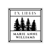 Retro Vintage Pijnbomen Ex Libris Library Rubberstempel (Afrduk)
