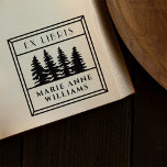 Retro Vintage Pijnbomen Ex Libris Library Zelfinktende Stempel<br><div class="desc">Retro  Pine Trees Ex Libris Library Zelfinkkend stempel.</div>