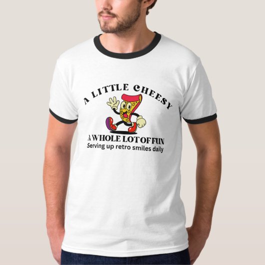 Retro Vintage Pizza Cartoon T-shirt (Voorkant)