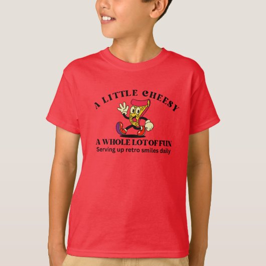 Retro Vintage Pizza Cartoon T-shirt (Voorkant)