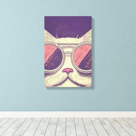 Retro Vintage Poes Canvas Afdruk (Insitu (Houten vloer))