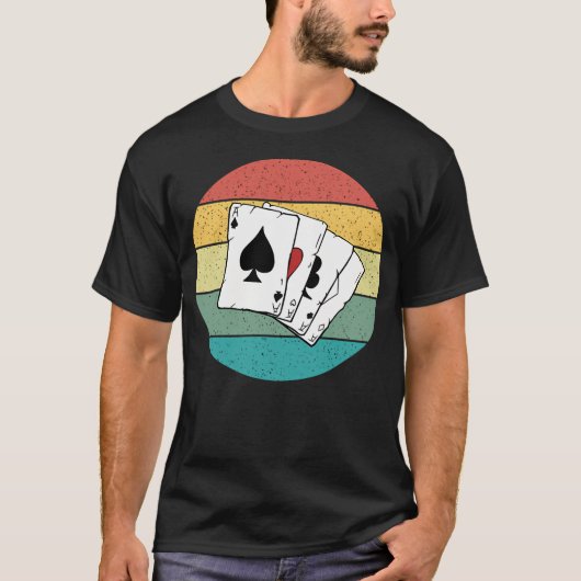 Retro Vintage Pokerkaarten Spel T-shirt (Voorkant)