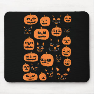 Retro Vintage Pompoen Zwarte Kat Halloween Kostuum Muismat