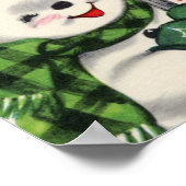 Retro vintage-poster met kerstsnowman-feestdag poster (Hoek)