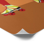 retro vintage poster| skateboardje met boom box poster (Hoek)