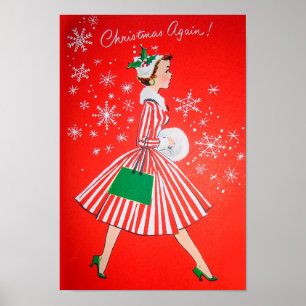 Retro Vintage-poster voor kerstmis Poster