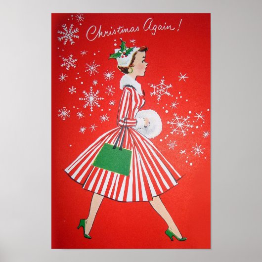 Retro Vintage-poster voor kerstmis Poster (Voorkant)