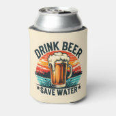 Retro Vintage Pret Fun Zonsondergang Bier Blikjeskoeler (Blikje Achterkant)