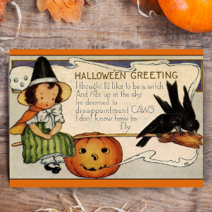Retro Vintage Prettig Halloween Uitgebreide Groete Feestdagen Kaart