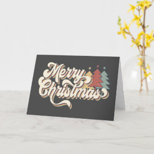 Retro Vintage Prettig Kerst Typografie Kaart