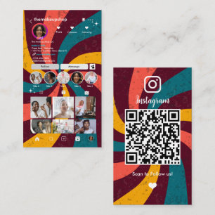Retro Vintage Rays Instagram QR Zakelijke Kaart Visitekaartje