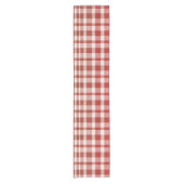 Retro Vintage Red Textured Plaid Korte Tafelloper (Voorkant)