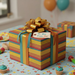 Retro vintage regenboog zonsondergang strepen cadeaupapier