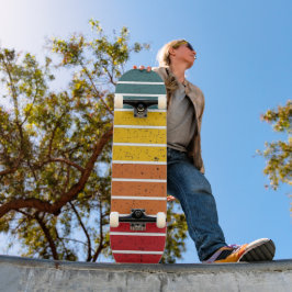 Retro vintage regenboog zonsondergang strepen persoonlijk skateboard