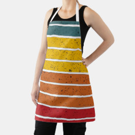 Retro vintage regenboog zonsondergang strepen schort