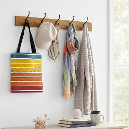 Retro vintage regenboog zonsondergang strepen tote bag