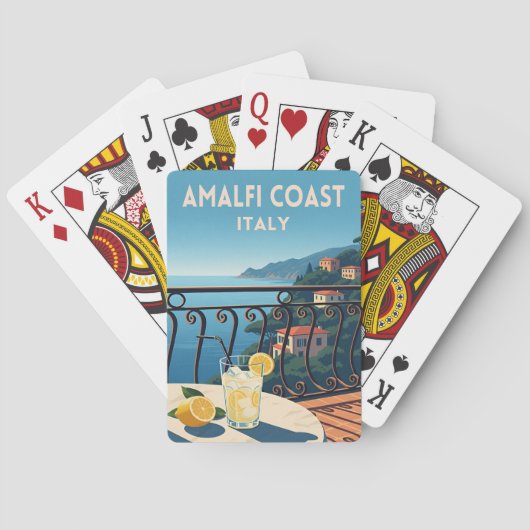 Retro Vintage Reis Amalfi Kust Italië Landschap Pokerkaarten (Achterkant)