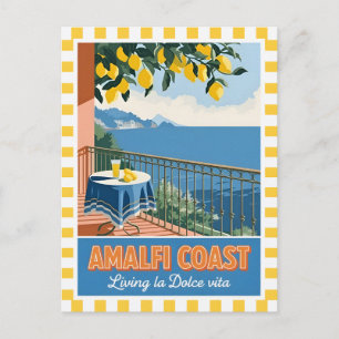 Retro Vintage Reis Amalfi Kust Italië Schilderacht Briefkaart