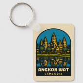 Retro Vintage Reis Angkor Wat Cambodja Sleutelhanger (Voorkant)