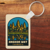 Retro Vintage Reis Angkor Wat Cambodja Sleutelhanger (Achterkant)