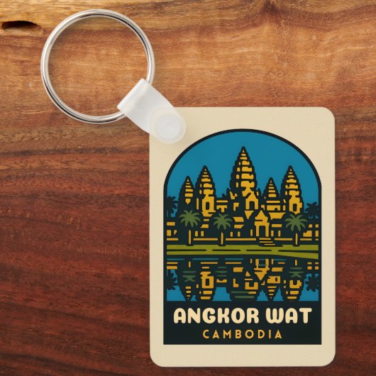 Retro Vintage Reis Angkor Wat Cambodja Sleutelhanger (Voorkant)