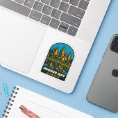 Retro Vintage Reis Angkor Wat Cambodja Sticker (Laptop met iPhone)