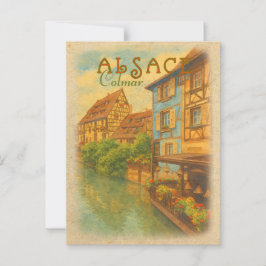 Retro Vintage Reis - Colmar Alsace Frankrijk Briefkaart