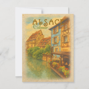 Retro Vintage Reis - Colmar Alsace Frankrijk Briefkaart