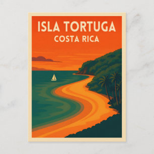 Retro Vintage Reis Costa Rica Isla Tortuga Briefkaart
