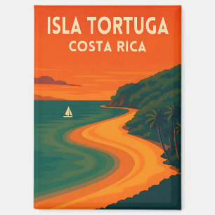 Retro Vintage Reis Costa Rica Isla Tortuga Magneet