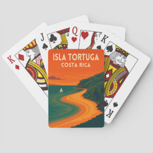 Retro Vintage Reis Costa Rica Isla Tortuga Pokerkaarten