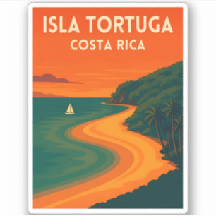Retro Vintage Reis Costa Rica Isla Tortuga Sticker