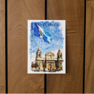 Retro Vintage Reis Guatemala Watercolor Briefkaart