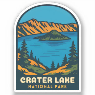 Retro Vintage Reis Krater Lake Nationaal Park Sticker