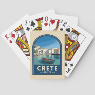 Retro Vintage Reis Kreta Griekenland Zeezijde Pokerkaarten