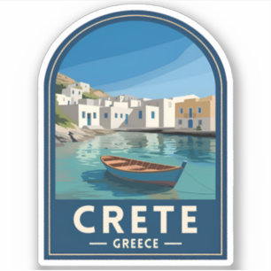 Retro Vintage Reis Kreta Griekenland Zeezijde Sticker