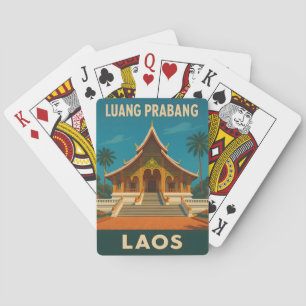Retro Vintage Reis Luang Prabang Laos Tempel Pokerkaarten