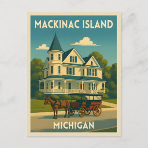 Retro Vintage Reis Mackinac Island Michigan Briefkaart