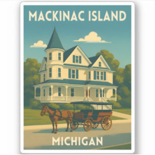 Retro Vintage Reis Mackinac Island Michigan Sticker